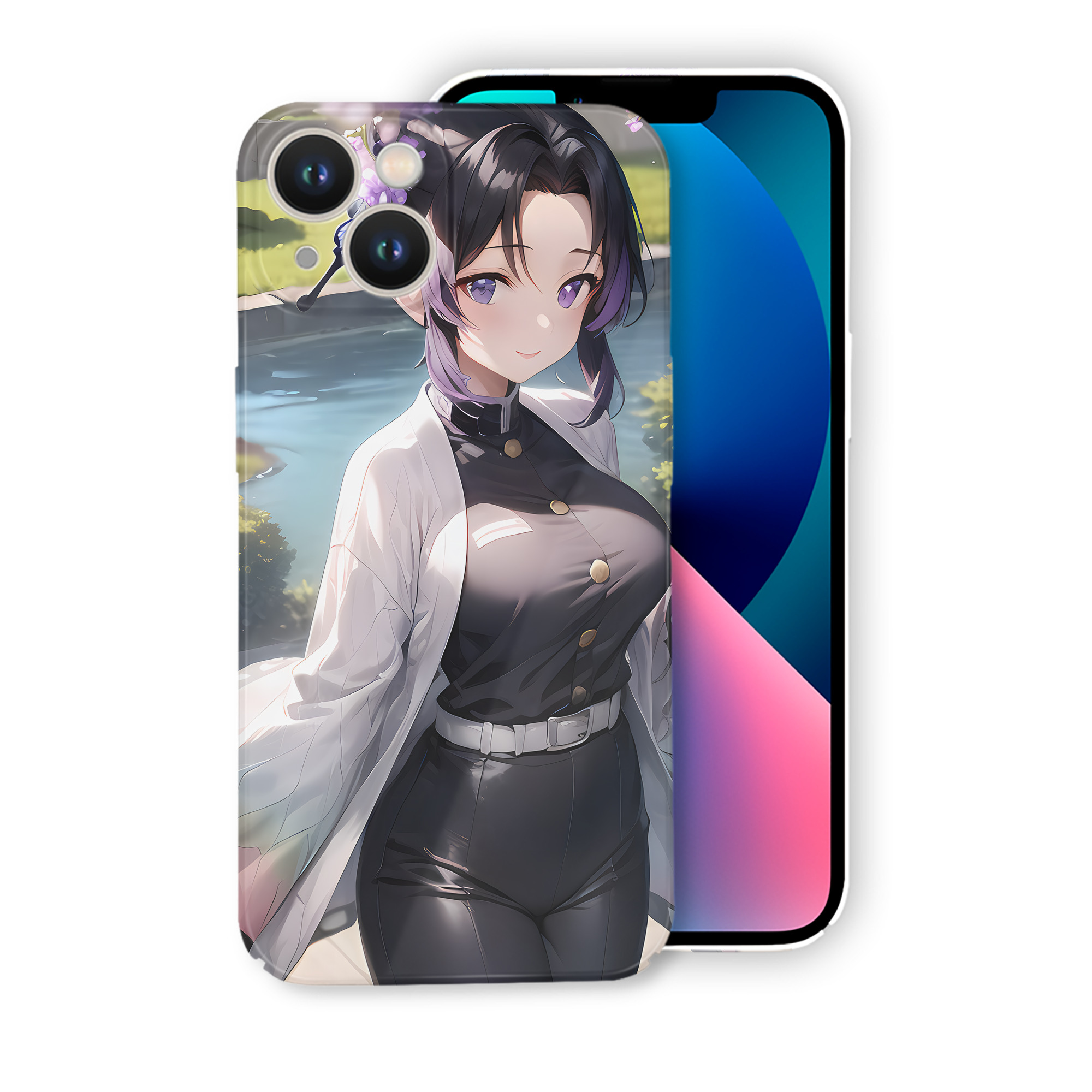 （画像用） 鬼滅の刃（きめつのやいば）蟲柱-胡蝶 しのぶ／こちょう しのぶ Kochou Shinobu 【iPhone 14シリーズ対応】ハードケース